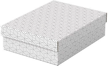 Esselte Aufbewahrungsbox Home M flach 628284, 9L, mit Deckel, Pappe, wei&szlig;, 27 x 36 x 10cm, 3 St&uuml;ck