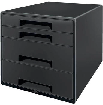 Leitz Schubladenbox 5372-00-95, Recycle Cube, A4, 4 F&auml;cher, Kunststoff, geschlossen, schwarz