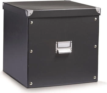 Zeller Aufbewahrungsbox 17635, 35Liter, mit Deckel, Pappe, schwarz, A4, 33 x 34 x 32cm