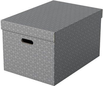 Esselte Aufbewahrungsbox Home L 628287, 55L, mit Deckel, Pappe grau, 36 x 51 x 31cm 3 Stück