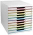 Exacompta Schubladenbox 302913D, Modulo, A4, 10 Fächer, Kunststoff, weiß-bunt / weiß