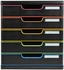 Exacompta Schubladenbox 301914D, Modulo, A4, 5 Fächer, Kunststoff, schwarz-bunt / schwarz