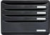 Exacompta Schubladenbox 315714D, Big Box Plus quer, A4 quer, 4 Fächer, Kunststoff, offen, schwarz