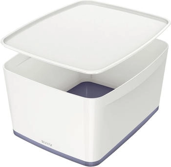Leitz Aufbewahrungsbox MyBox Groß 5216-10-01 WOW, 18L, Kunststoff, weiß / grau, A4, 39 x 32 x 20cm