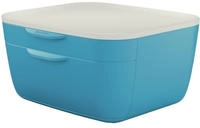 LEITZ Schubladenbox Cosy, 2 Sch&uuml;be, blau/hellgrau f&uuml;r Format DIN A4, Deckel