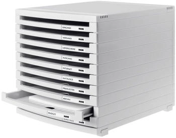 HAN Schubladenbox 1510-0-11, Contur, A4, 10 F&auml;cher, Kunststoff, offen, grau