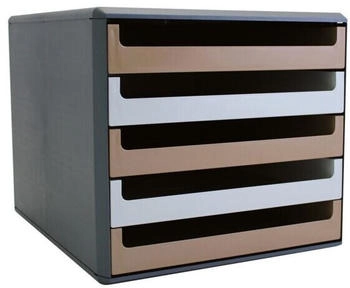 B&ouml;ttcher-AG Schubladenbox A4, Recycling-Kunststoff, 5 F&auml;cher, offen, Modern Office / anthrazit