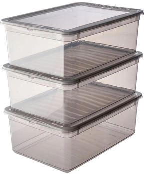 keeeper 3er-Pack Aufbewahrungsbox 'Bea' mit Deckel, air control, 3 x 11 l, transparent