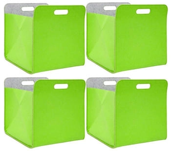 Dune Design DuneDesign Filz Aufbewahrungsbox für Kallax Regal 33 x 33 x 38 cm 4er Set Grün