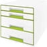Leitz Schubladenbox 5213-20-54, WOW Cube, A4, 4 Fächer, Kunststoff, geschlossen, grün / weiß
