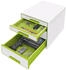 Leitz Schubladenbox 5213-20-54, WOW Cube, A4, 4 Fächer, Kunststoff, geschlossen, grün / weiß