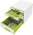 Leitz Schubladenbox 5213-20-54, WOW Cube, A4, 4 Fächer, Kunststoff, geschlossen, grün / weiß