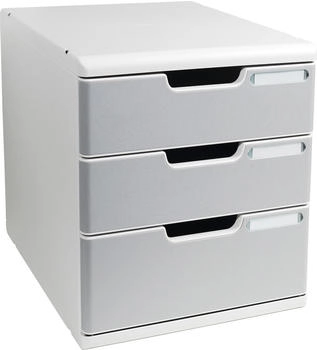 Exacompta Schubladenbox 325041D, Modulo, A4, 3 F&auml;cher, Kunststoff, steingrau / lichtgrau