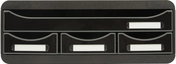 Exacompta Schubladenbox 319714D, Toolbox Mini, A4 quer, 4 F&auml;cher, Kunststoff, offen, schwarz