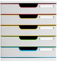 Schubladenbox Modulo A4+ 5Sch&uuml;be ws/harlekin/ws