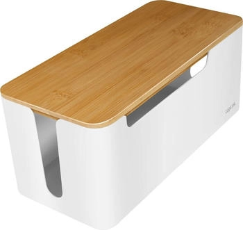 LogiLink Kabelbox KAB0075, aus Kunststoff, weiß / braun, 31 x 14 x 13 cm