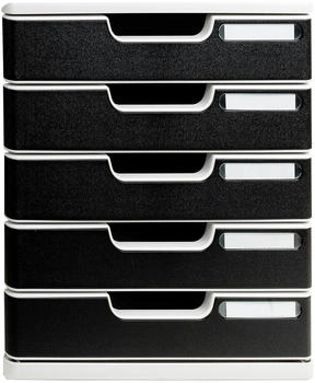 Exacompta Schubladenbox 301014D, Modulo, A4, 5 Fächer, Kunststoff, schwarz / lichtgrau