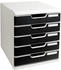 Exacompta Schubladenbox 301014D, Modulo, A4, 5 Fächer, Kunststoff, schwarz / lichtgrau