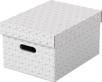 Esselte Aufbewahrungsbox Home M 628282, 19L, mit Deckel, Pappe, weiß, 27x 37 x21cm, 3 Stück