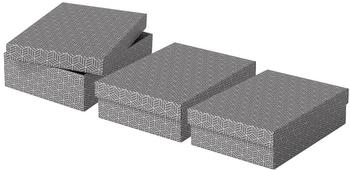 Esselte Aufbewahrungsbox Home M flach 628285, 9L, mit Deckel, Pappe, grau, 27 x 36 x 10cm, 3 St&uuml;ck
