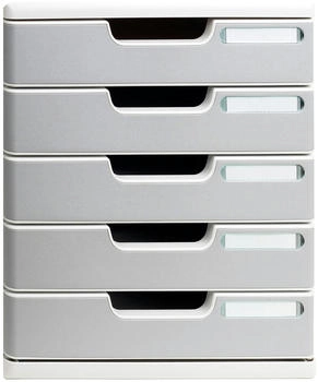 Exacompta Schubladenbox 301041D, Modulo, A4, 5 F&auml;cher, Kunststoff, steingrau / lichtgrau