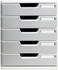 Exacompta Schubladenbox 301041D, Modulo, A4, 5 Fächer, Kunststoff, steingrau / lichtgrau