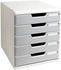 Exacompta Schubladenbox 301041D, Modulo, A4, 5 Fächer, Kunststoff, steingrau / lichtgrau