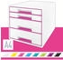 Leitz Schubladenbox 5213-20-23, WOW Cube, A4, 4 Fächer, Kunststoff, geschlossen, pink / weiß