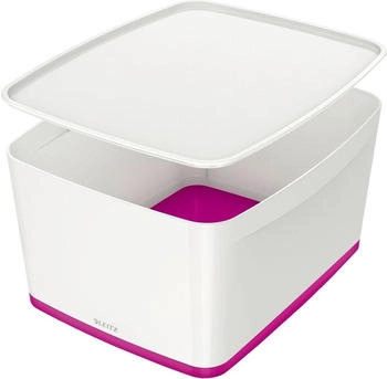 Leitz Aufbewahrungsbox MyBox Gro&szlig; 5216-10-23 WOW, 18L, Kunststoff wei&szlig; / pink, A4, 39 x 32 x 20cm
