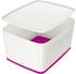 Leitz Aufbewahrungsbox MyBox Groß 5216-10-23 WOW, 18L, Kunststoff weiß / pink, A4, 39 x 32 x 20cm