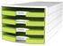 HAN Schubladenbox 1013-50, Impuls, A4, 4 Fächer, Kunststoff, offen, lemon / weiß