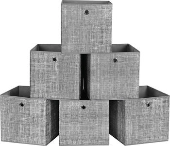 Songmics Aufbewahrungskorb RFB02LG-3, 27L, Set, 30 x 30 x 30 cm, Stoff, grau meliert, 6 Stück