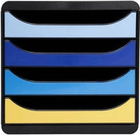 Exacompta 3104202D, Exacompta Schubladenbox Bee Blue, 4 F&auml;cher, mehrfarbig, f&uuml;r