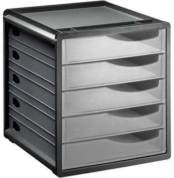 Rotho B&uuml;robox Space 5 Sch&uuml;be grau gr&uuml;n 28,5x33,5x32 cm