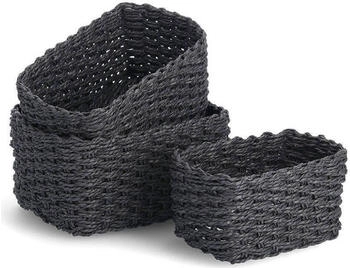 Zeller Aufbewahrungskorb-Set Papiergeflecht 24 x 18 x 13 cm 3-teilig Schwarz
