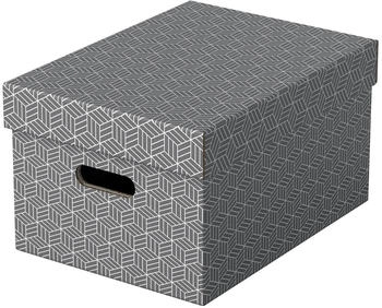 Esselte Aufbewahrungsbox Home M 628283, 19L, mit Deckel, Pappe, grau, 27 x 37 x 21cm, 3 St&uuml;ck