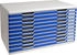 Exacompta Schubladenbox 324003D, Modulo, A3 quer, 10 Fächer, Kunststoff, blau / lichtgrau