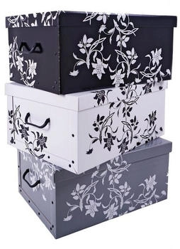 Spetebo Aufbewahrungsbox Barock 1520, 45Liter, mit Deckel, Pappe, 37 x 51 x 24cm, Set 3-teilig