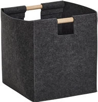Zeller 14392 Filz Aufbewahrungskorb mit Holzgriffen, Anthrazit, 30cm x 30cm x...