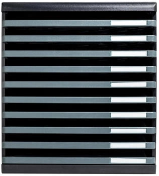 Exacompta Schubladenbox 304714D, Modulo, A4, 10 F&auml;cher, Recycling-Kunststoff, grau / schwarz
