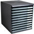 Exacompta Schubladenbox 304714D, Modulo, A4, 10 Fächer, Recycling-Kunststoff, grau / schwarz