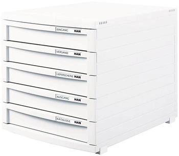 HAN Schubladenbox 1505-12, Contur, A4, 5 F&auml;cher, Kunststoff, geschlossen, wei&szlig;