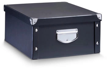 Zeller Aufbewahrungsbox 17928, 22Liter, mit Deckel, Pappe, schwarz, A4, 33 x 40 x 17cm