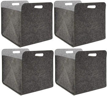Dune Design Filz Aufbewahrungsbox für Kallax Regal 33 x 33 x 38 cm 4er Set Grau