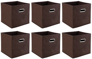 casa NOVA Aufbewahrungsboxen 6er Set NINO 27 x 27 cm Braun Vlies 6er Set
