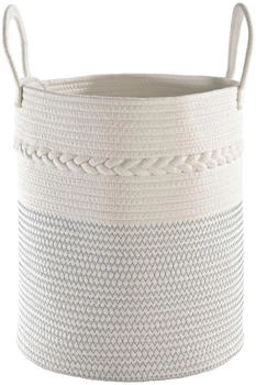 casa NOVA Aufbewahrungskorb WHISAND Weiß Blau 35 x 39,5 cm Stoff mit Tragegriffen