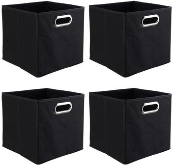 casa NOVA Aufbewahrungsboxen 4er Set ENNI 27 x 27 cm Schwarz Vlies 4er Set