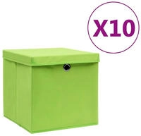 vidaXL Aufbewahrungsboxen mit Deckeln 10 Stk. 28x28x28 cm Gr&uuml;n