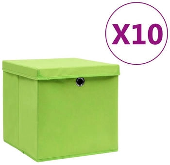 vidaXL Aufbewahrungsboxen mit Deckeln 10 Stk. 28x28x28 cm Grün