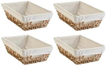 Home4You Aufbewahrungskörbe 4er Set 30 x 20 cm Beige Braun mit Stoffeinsatz 4er Set